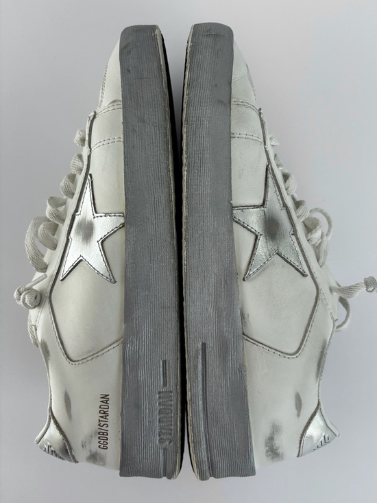 Golden Goose Shoes - Golden Goose Stardan White Silver Star Distressed Sneakers - Made in Italy